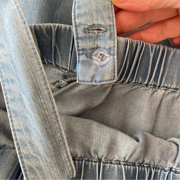 CHICO'S SIZE 0 (US Sz 4) OFF THE SHOULDER EMBROIDERED CHAMBRAY LACE DENIM DRESS - Picture 10 of 14